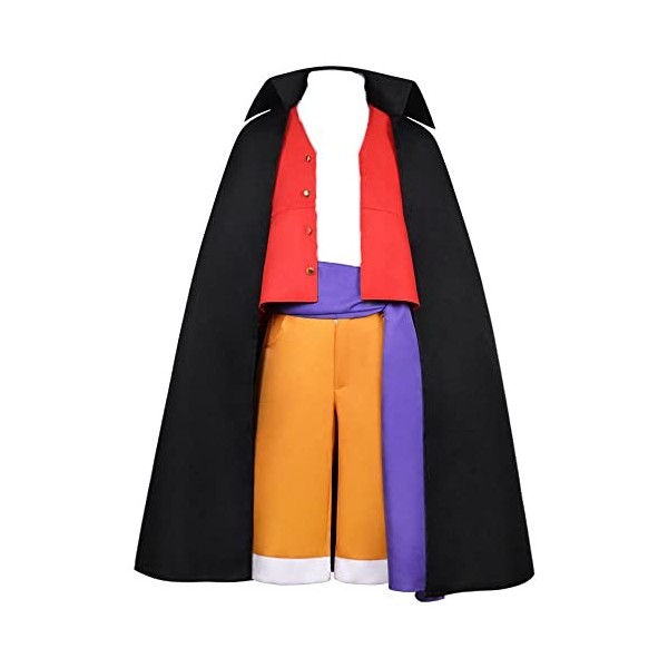 Monkey D. Luffy Cosplay Costume Ensemble Complet avec Cape Chapeau Anime Uniforme Halloween Carnaval Cosplay Costume pour Adu