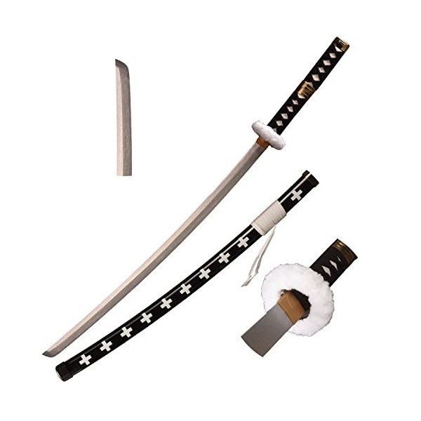 Skyward Blade Épée en bois Roronoa Zoro Katana, Anime Original Texture Japonaise Samouraï Épée, Trafalgar Law Katana Black Wh