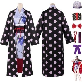 WOLWES Anime One Piece Nico Robin Cosplay Costume Tenue Jeu de Rôle Uniforme Cape Kimono Ensemble Complet Halloween Carnaval 