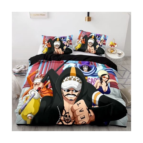 ONE PIECE Trafalgar·Law Anime ensembles de literie dessin animé 3D imprimé Polyester tissu 1 housse de couette + 1/2 taie do