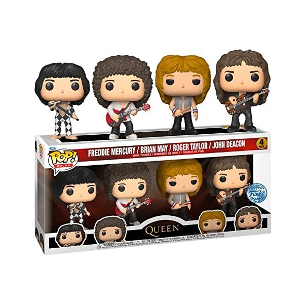 Funko Pop! 4-Pack Rocks: Queen - Freddie Mercury/Brian May/Roger Taylor/John Deacon Special Edition Vinyl Figures