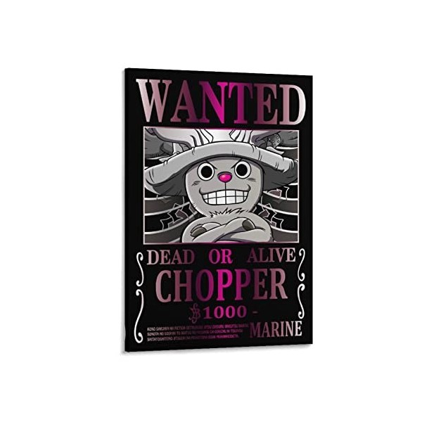 Impression sur toile One Piece Wanted de lanime One Piece Wanted - Décoration murale moderne - 40 x 60 cm