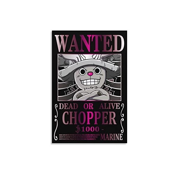 Impression sur toile One Piece Wanted de lanime One Piece Wanted - Décoration murale moderne - 40 x 60 cm