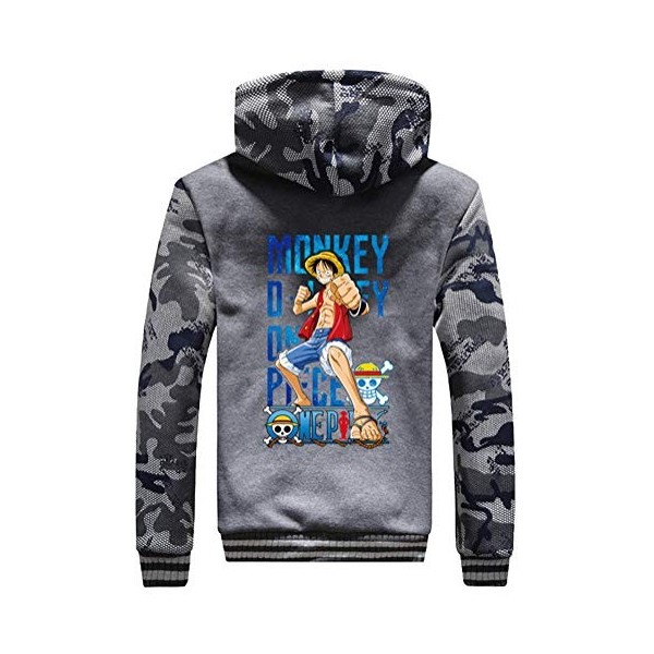 WANHONGYUE One Piece Monkey D Luffy Anime Hoodie Sweat à Capuche Hiver Doublée Polaire Veste Blouson Unisexe Epaisse Chaud Zi