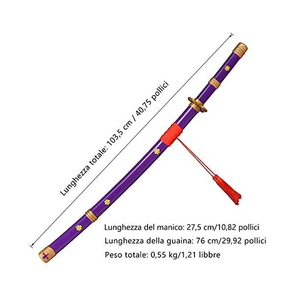Skyward Blade Épée en bois Roronoa Zoro Katana, Épée de Samouraï Japonaise de trame originale Anime, Slash de Plumes de Ciel,