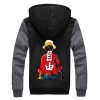 WANHONGYUE One Piece Monkey D Luffy Anime Hoodie Sweat à Capuche Hiver Chaud Doublée Polaire Veste Blouson Unisexe Epaisse Zi
