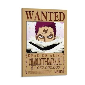 Poster animé One Piece Wanted Charlotte Katakuri - Impression sur toile - Affiches dœuvres dart - Esthétique - 40 x 60 cm