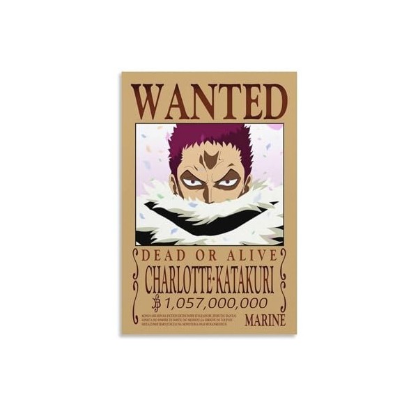 Poster animé One Piece Wanted Charlotte Katakuri - Impression sur toile - Affiches dœuvres dart - Esthétique - 40 x 60 cm