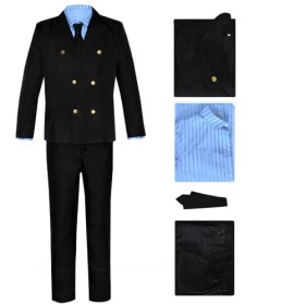 Bokerom Anime One Piece Sanji Cosplay Costume Veste Costume Halloween Party Cosplay Costume Uniforme Complet B,XL 