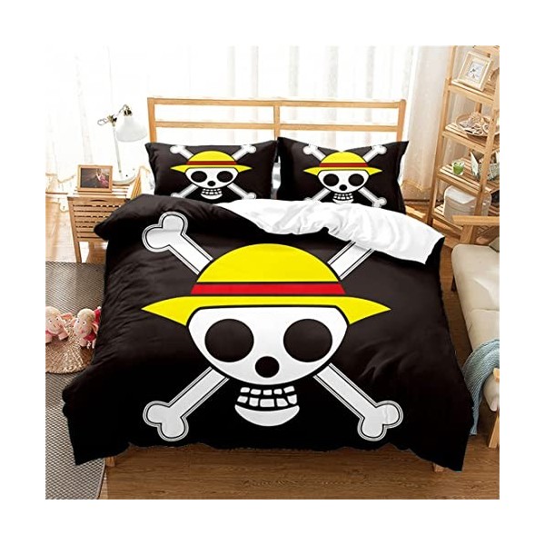 NECEHY One Piece Housse De Couette, 1 Et 2 Personnes Parure De Lit Anime, Drap De Lit pour Enfants, Garçons, Filles,A-679,EU-