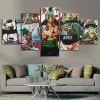 SINGLEAART Impressions Sur Toile,5 Tableau Peinture,Roronoa Zoro One Piece Anime,150cm×80cm,Avec Cadre,Décoration Maison Mode