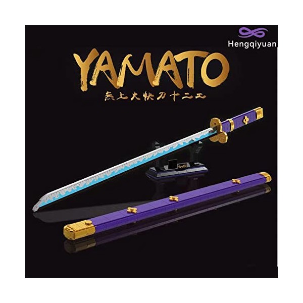 Hengqiyuan Épée Yamato One Piece, Modèle de Puzzle Katana en Blocs de Construction à Assembler, avec Fourreau et Support, Cad