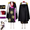 RUIZE Anime One Piece Boa Hancock Cosplay Costume avec Boucles Doreilles, Noir Uniforme Robe Cape Ensemble Complet Tenue, Fe