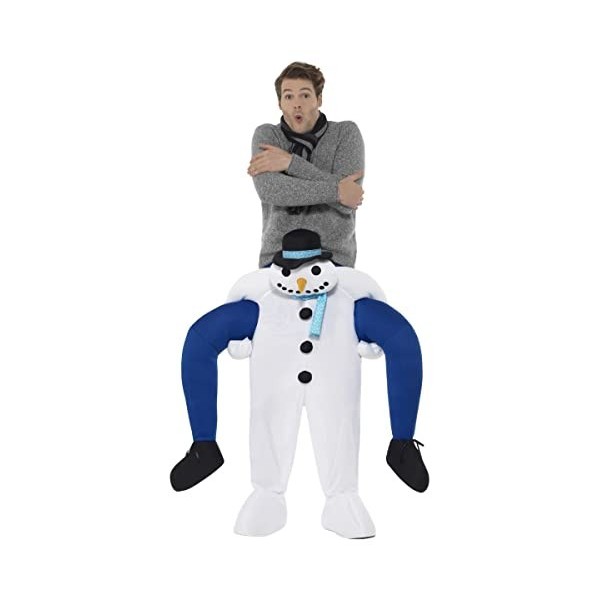 Piggyback Snowman Costume, White, One Piece Suit with Mock Legs