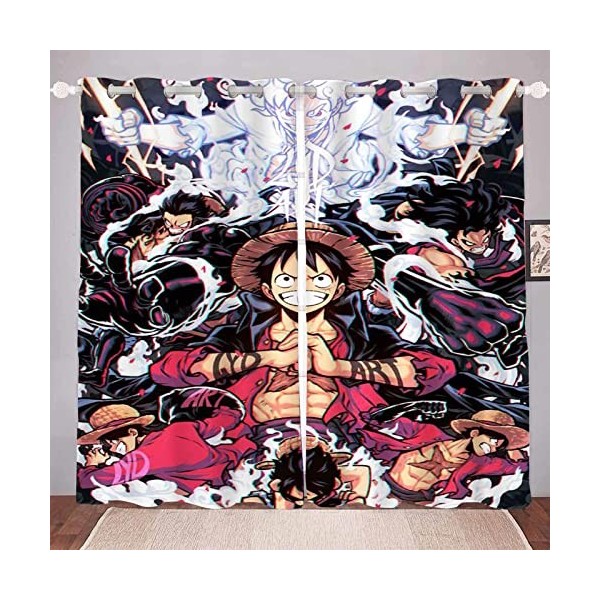 Bfrdollf Anime One Piece - Rideau occultant pour chambre à coucher - Impression 3D Luffy Zoro - Rideau pour enfants - Opaque 