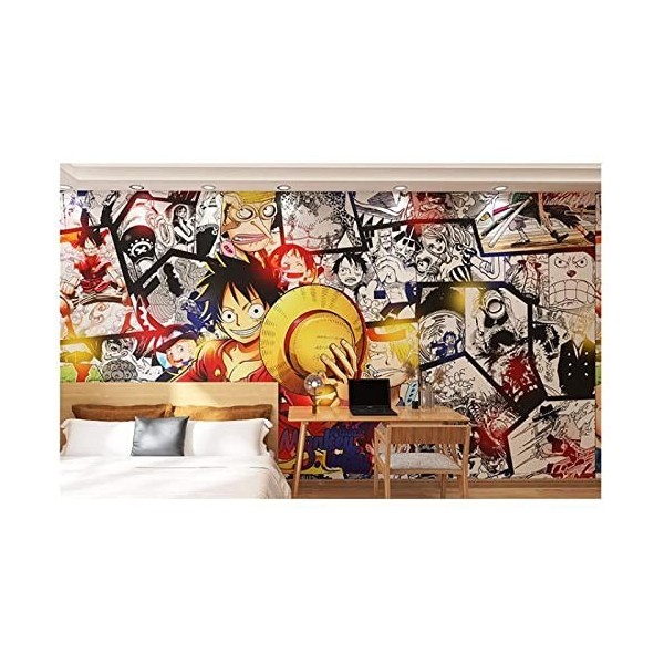 Papier peint Anime noir et blanc manga ONE PIECE noir et blanc salon dortoir chambre fond mur couleur-208*146CM