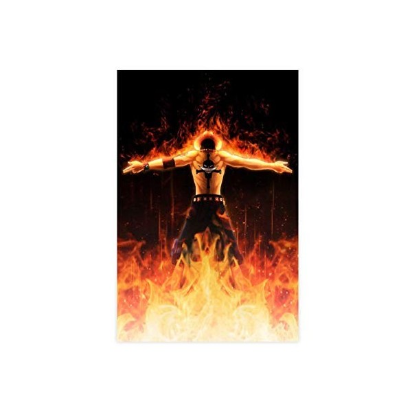 Poster du manga One Piece Portgas·D· Ace 5 sur toile pour décoration murale de salon, chambre à coucher, 40 × 60 cm