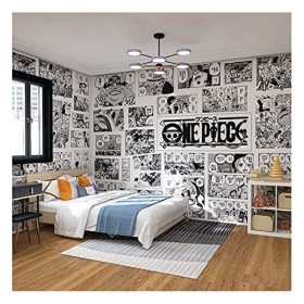 Papier peint Anime noir et blanc manga ONE PIECE chambre chambre dortoir chevet fond mur couleur-208*146CM