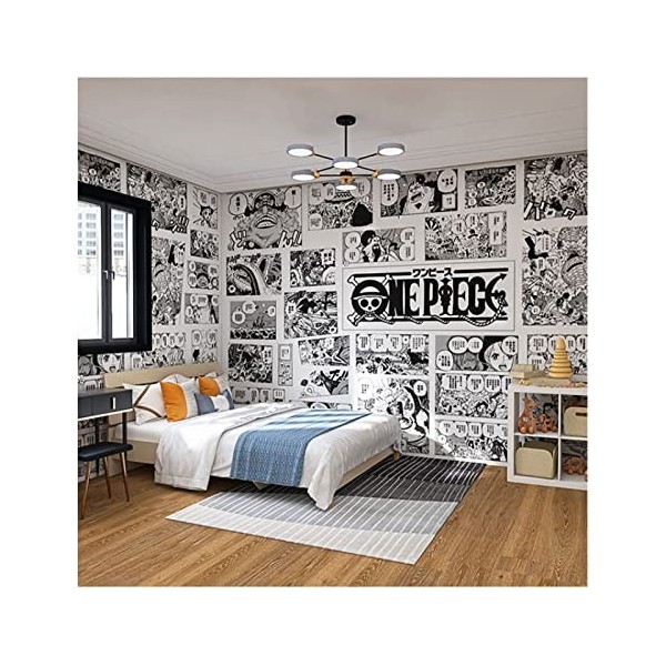 Papier peint Anime noir et blanc manga ONE PIECE chambre chambre dortoir chevet fond mur couleur-208*146CM