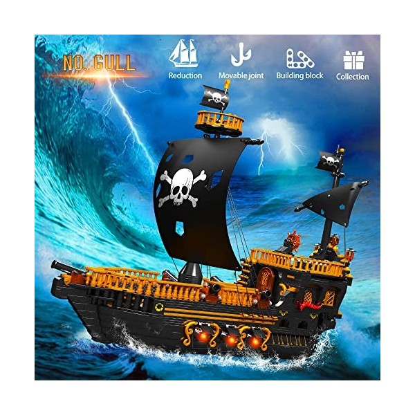 Addshiny Maquette Bateau Pirate Jeux De Construction, Blocs de du Navire Pirates des Caraïbes, Seagull No. Gull pour Enfants 
