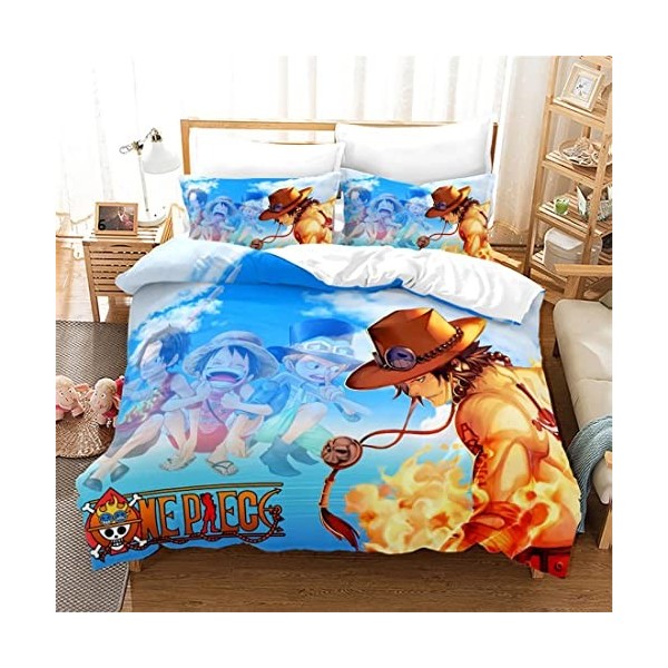NECEHY One Piece Housse De Couette, 1 Et 2 Personnes Parure De Lit Anime, Drap De Lit pour Enfants, Garçons, Filles,A-391,EU-