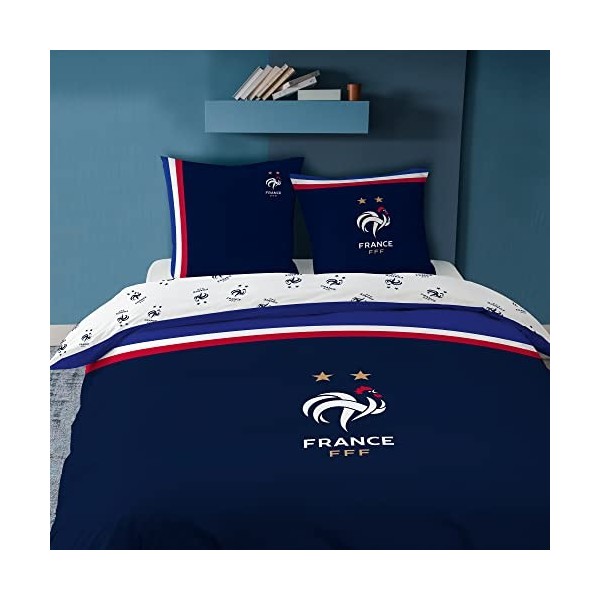 FFF Housse de Couette + 2 Taies dOreillers 2X63X63, Bleu, 240x220 + 2X 63x63 cm