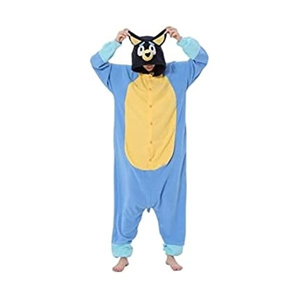 One Piece Pyjamas Animaux Adultes Dessin Animé Bleu Chien Onesies Pyjama Halloween Costumes Cosplay Combinaison,Bluey,120 105
