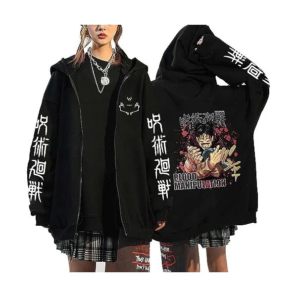 MDEM Printemps Automne Cardigan Anime Jujutsu Kaisen Vestes À Glissière Gojo Satoru Imprimé Vêtements À Manches Longues Sweat