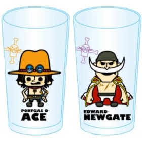 One piece x Pansonwakusu 2P Glass Aces & white beard japan import 