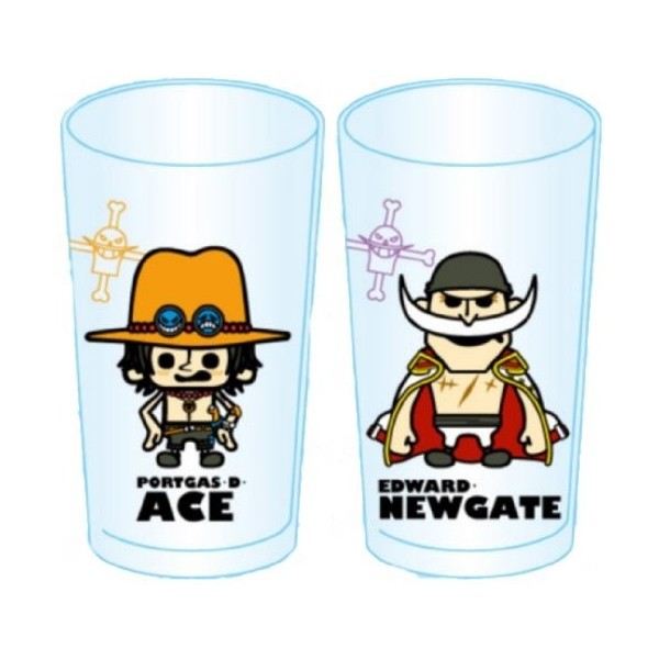 One piece x Pansonwakusu 2P Glass Aces & white beard japan import 