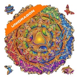 UNIDRAGON Original Puzzle en Bois — Mandala Inexhaustible Abundance, 350 Teile, Grande Taille 13 x 13 Pouces 33 x 33 cm Bel