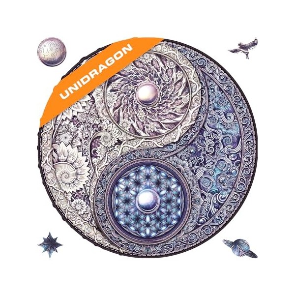 UNIDRAGON Original Puzzle en Bois — Mandala Inexhaustible Abundance, 350 Teile, Grande Taille 13 x 13 Pouces 33 x 33 cm Bel