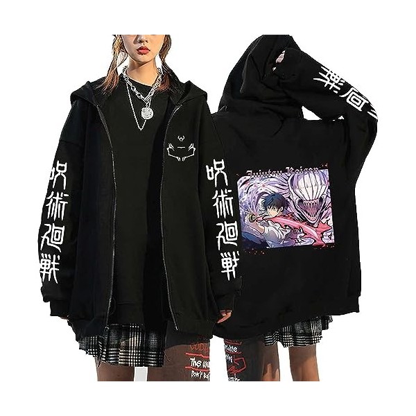 MDEM Printemps Automne Cardigan Anime Jujutsu Kaisen Vestes À Glissière Gojo Satoru Imprimé Vêtements À Manches Longues Sweat