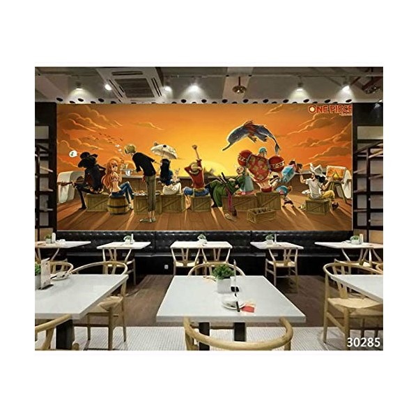 Papier peint Anime ONE PIECE couleur 3D lait thé boutique barbecue boutique salon chambre fond décoration murale-208*146CM