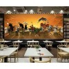 Papier peint Anime ONE PIECE couleur 3D lait thé boutique barbecue boutique salon chambre fond décoration murale-208*146CM