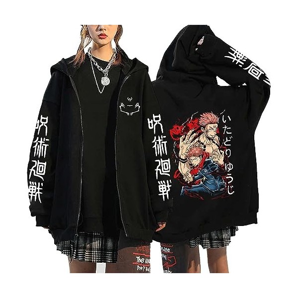 MDEM Printemps Automne Cardigan Anime Jujutsu Kaisen Vestes À Glissière Gojo Satoru Imprimé Vêtements À Manches Longues Sweat