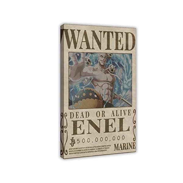 REIPOL Poster One Piece Wanted Enel Wanted sur toile - Décoration de chambre à coucher - Paysage sportif - Décoration de bure