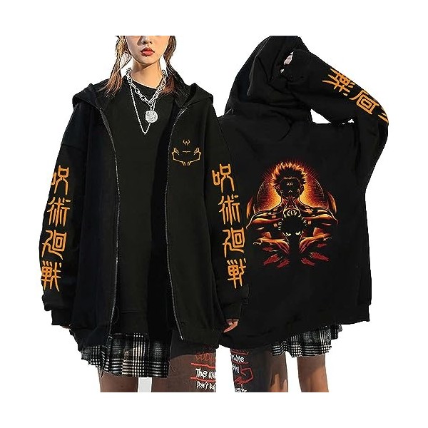 MDEM Printemps Automne Cardigan Anime Jujutsu Kaisen Vestes À Glissière Gojo Satoru Imprimé Vêtements À Manches Longues Sweat