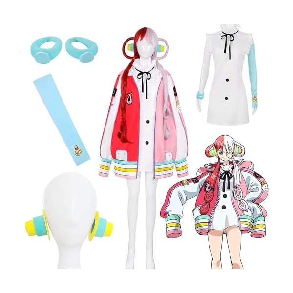 NIKKHO Anime One Piece Cosplay Costume pour filles,Game Character Uta Fancy Dress Uniform with accessories,Anime Themed Hallo