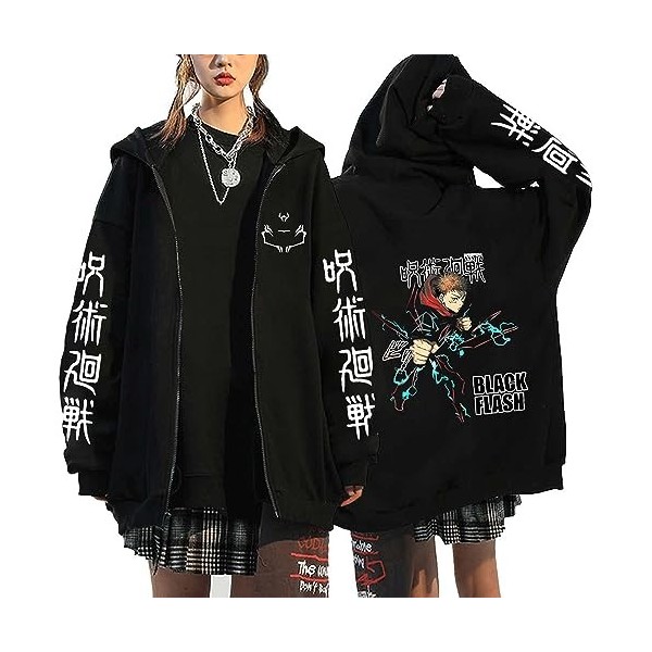 MDEM Printemps Automne Cardigan Anime Jujutsu Kaisen Vestes À Glissière Gojo Satoru Imprimé Vêtements À Manches Longues Sweat