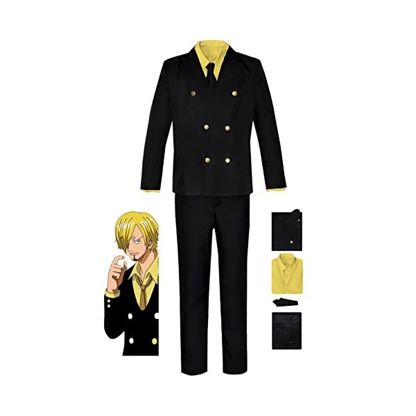 JOHLCR Anime Cosplay Vêtements ONE PIECE Vinsmoke Sanji Costumes Unisexe Adulte Mascarade Danse Soirée Costumes De Fête y Com