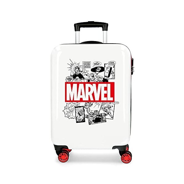 Marvel Avengers Comic Valise Trolley Cabine Blanc 40x55x20 cms Rigide ABS Serrure à combinaison 34L 2,6Kgs 4 roues doubles Ba