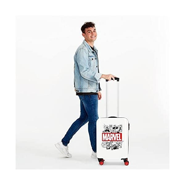 Marvel Avengers Comic Valise Trolley Cabine Blanc 40x55x20 cms Rigide ABS Serrure à combinaison 34L 2,6Kgs 4 roues doubles Ba