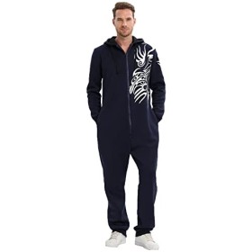 Combinaison Noire à Capuche Pour Homme Pyjama Grenouillere Pyjama Cars Adulte Combinaison Pyjama Homme One Piece Homewear One