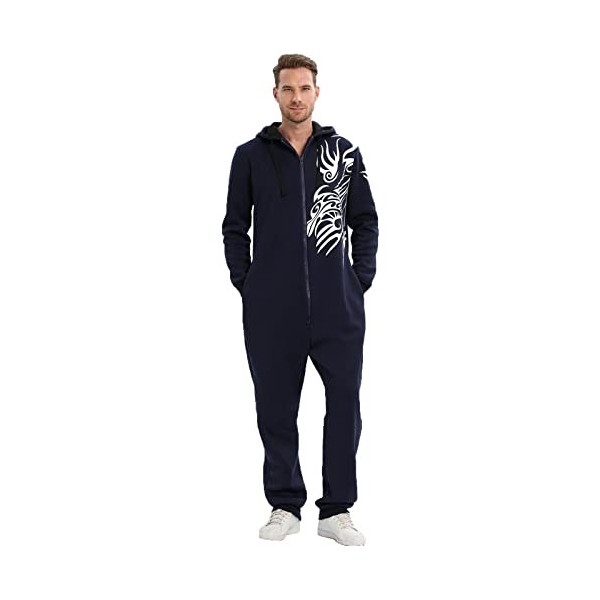 Combinaison Noire à Capuche Pour Homme Pyjama Grenouillere Pyjama Cars Adulte Combinaison Pyjama Homme One Piece Homewear One