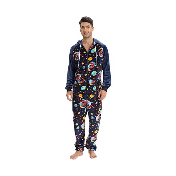Combinaison Noire à Capuche Pour Homme Pyjama Grenouillere Pyjama Cars Adulte Combinaison Pyjama Homme One Piece Homewear One