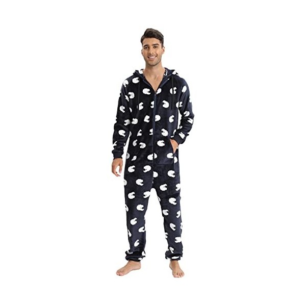 Combinaison Noire à Capuche Pour Homme Pyjama Grenouillere Pyjama Cars Adulte Combinaison Pyjama Homme One Piece Homewear One