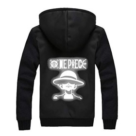 WANHONGYUE Anime One Piece Luffy Lumineux Épaissir Hoodie Veste à Capuche Adulte Cosplay Hiver Chaud Plus Velours Pull Sweat-