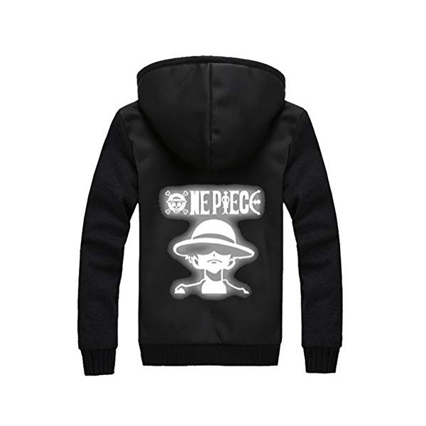 WANHONGYUE Anime One Piece Luffy Lumineux Épaissir Hoodie Veste à Capuche Adulte Cosplay Hiver Chaud Plus Velours Pull Sweat-