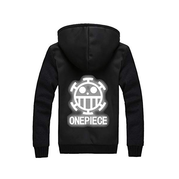 WANHONGYUE Anime One Piece Luffy Lumineux Épaissir Hoodie Veste à Capuche Adulte Cosplay Hiver Chaud Plus Velours Pull Sweat-